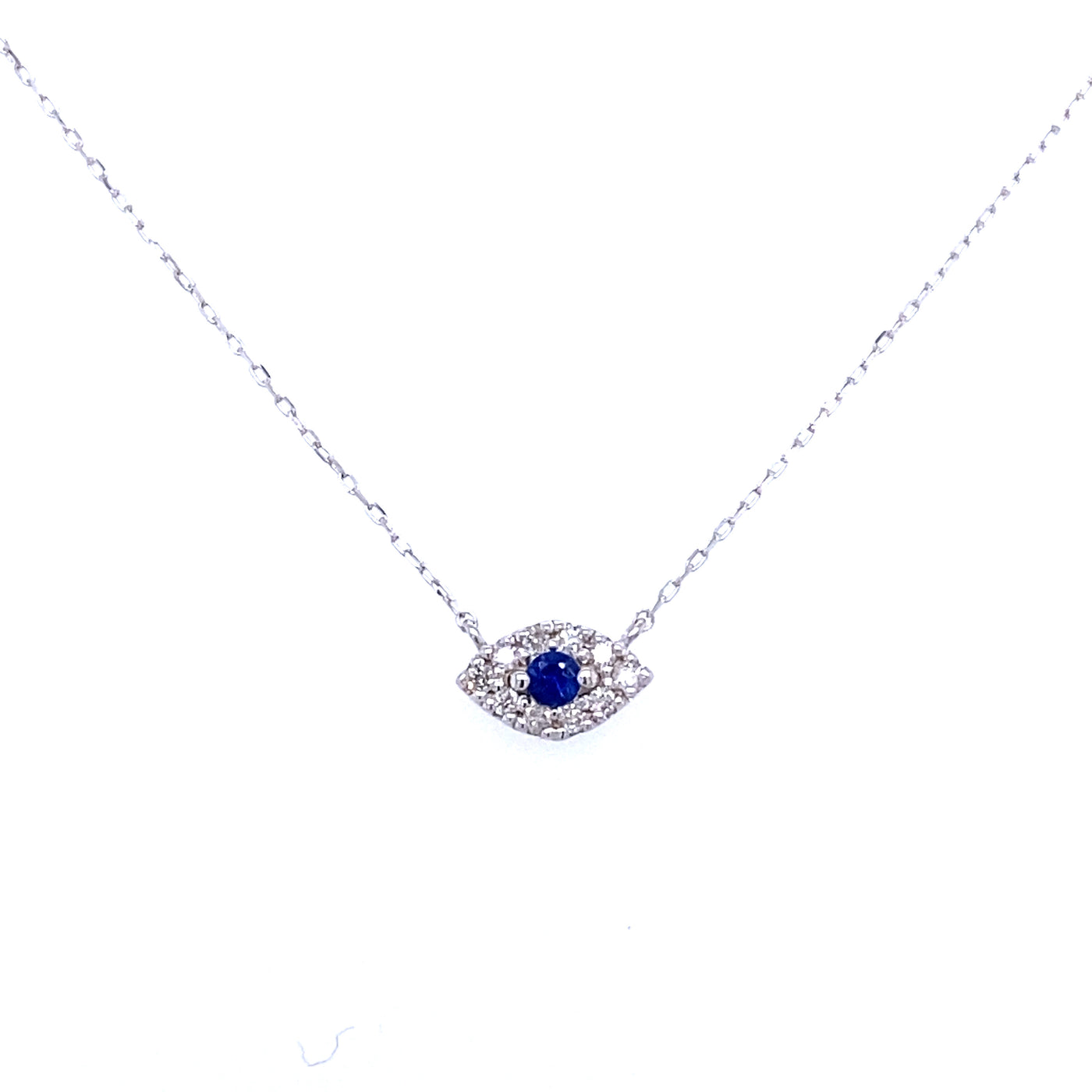 Blue Sapphire & Diamond Evil Eye Necklace