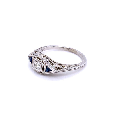 Trillion Blue Sapphire and Diamond Ring