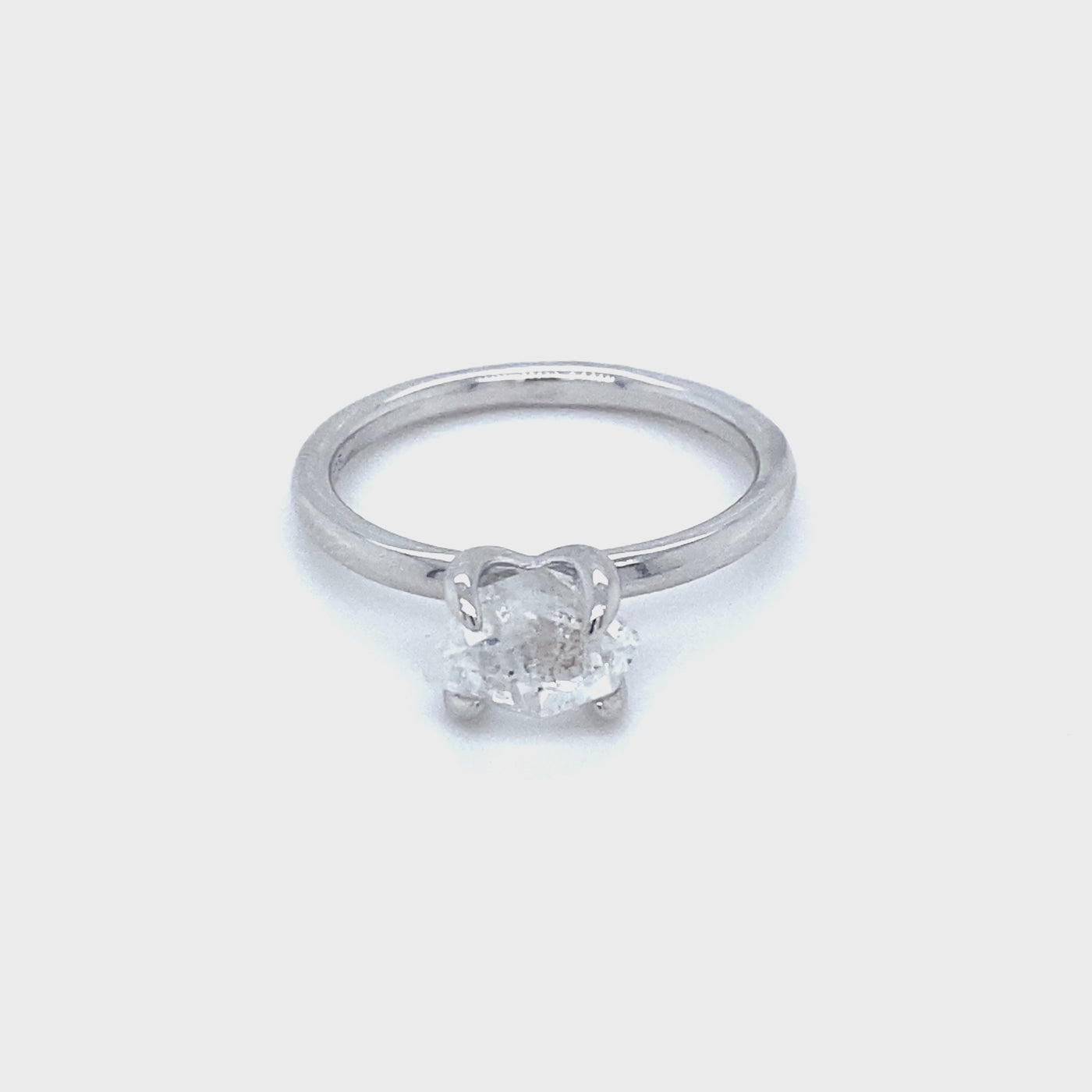 Sterling Silver Herkimer Diamond Quartz Freeform Dainty Solitaire Ring
