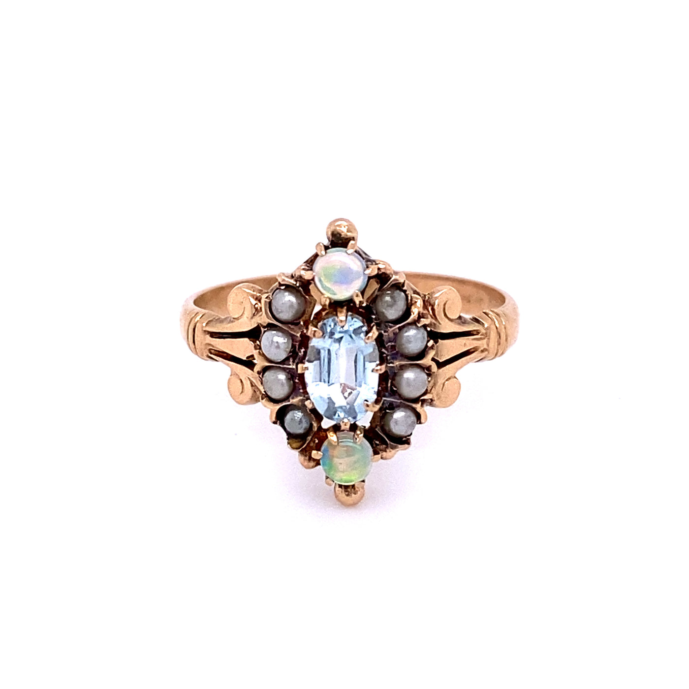 Victorian Aquamarine, Opal, and Pearl Ring