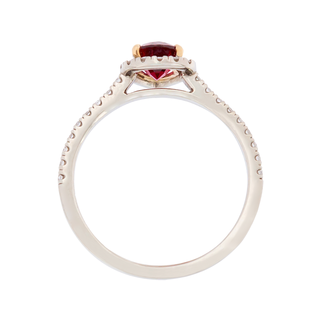 Unheated Ruby Ring with Diamond Halo