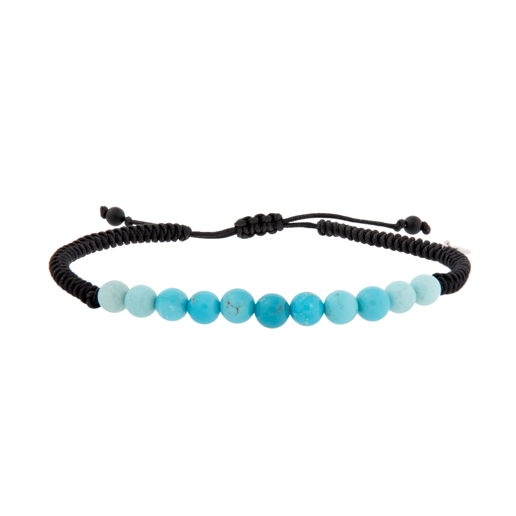 Arizona high quality Turquoise-Black Tourmaline Sterling Beaded Bracelet