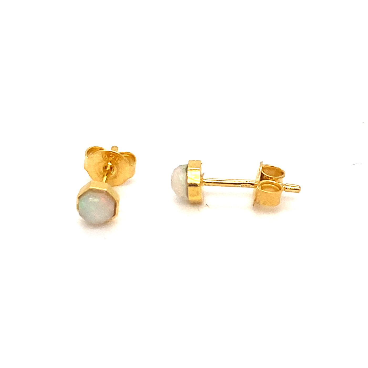 Gemstone Octagonal Stud Earrings