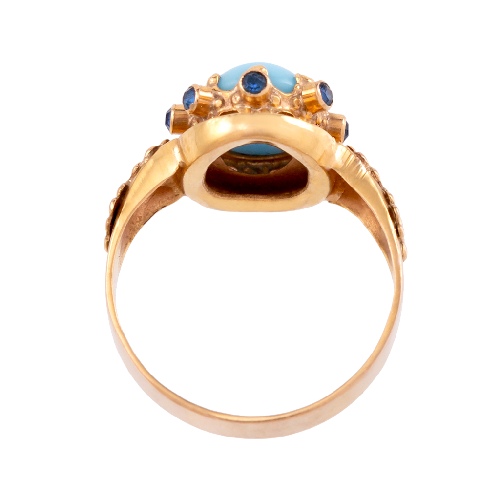 Victorian Turquoise & Sapphire Crown Ring