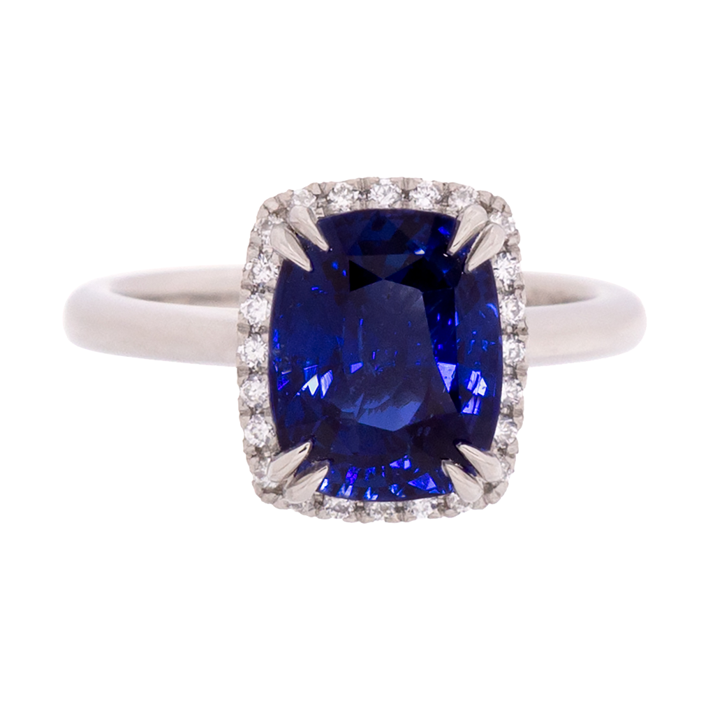 GRS Certified No Heat 4ct Royal Blue Sapphire Ring