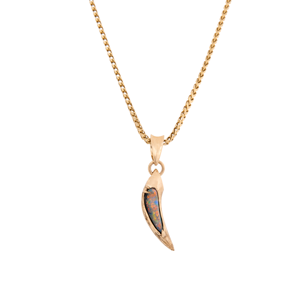 Opal Saber Tooth Tiger Claw Pendant