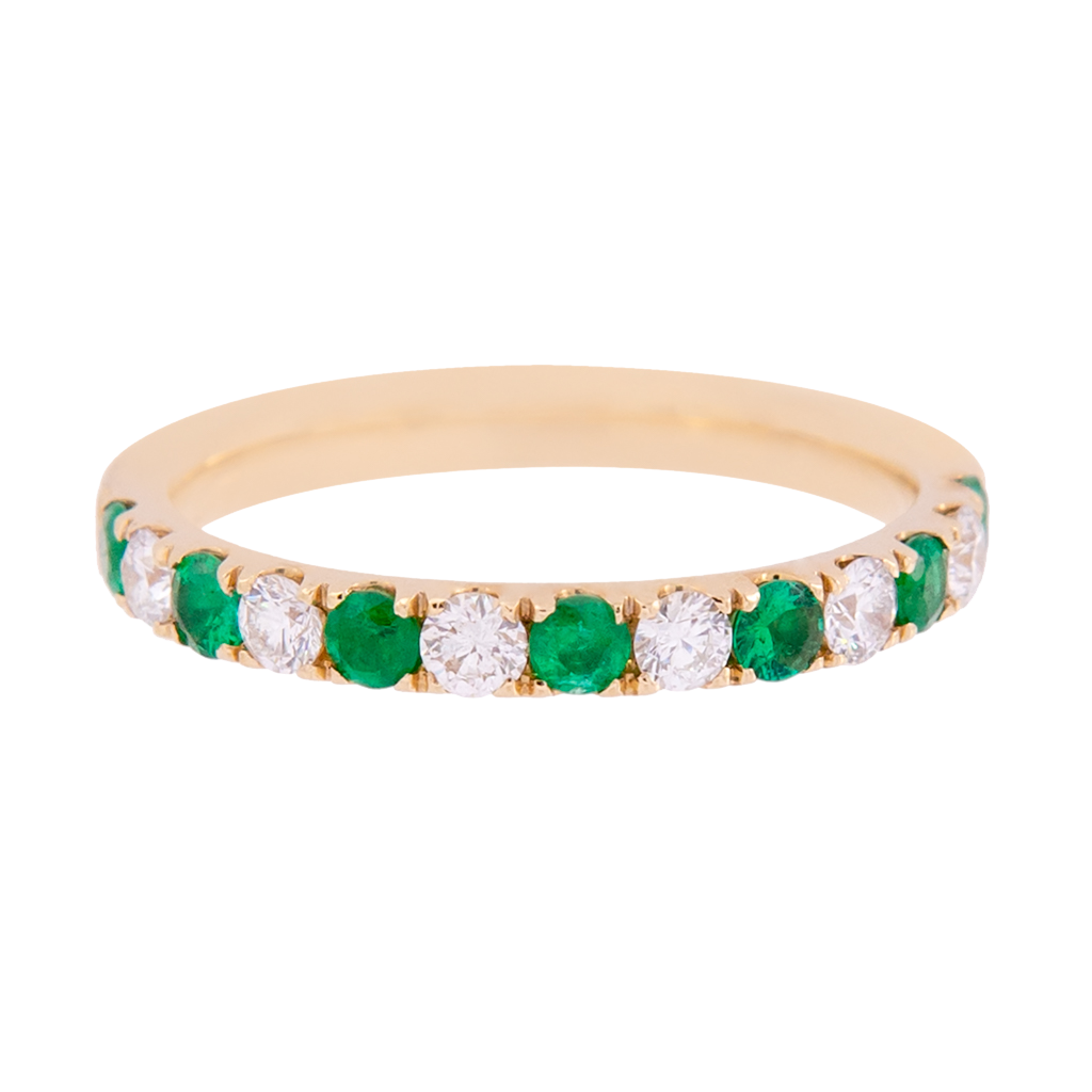 Alternating Emerald and Diamond Band