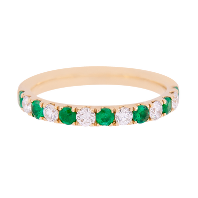 Alternating Emerald and Diamond Band
