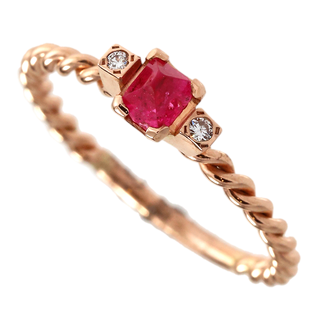 Dainty Red Spinel Crystal Twisted Ring