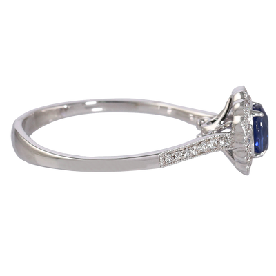 Burma Blue Sapphire and Diamond Floral Ring