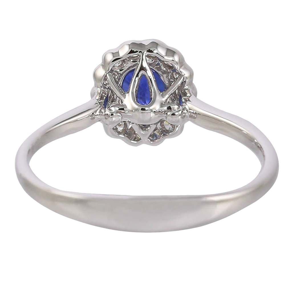 Burma Blue Sapphire and Diamond Floral Ring