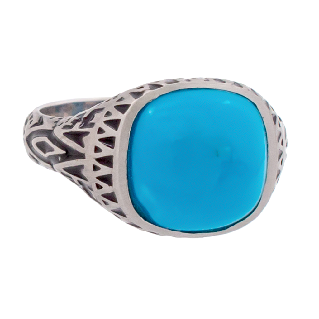 Aztec Cushion Turquoise Ring