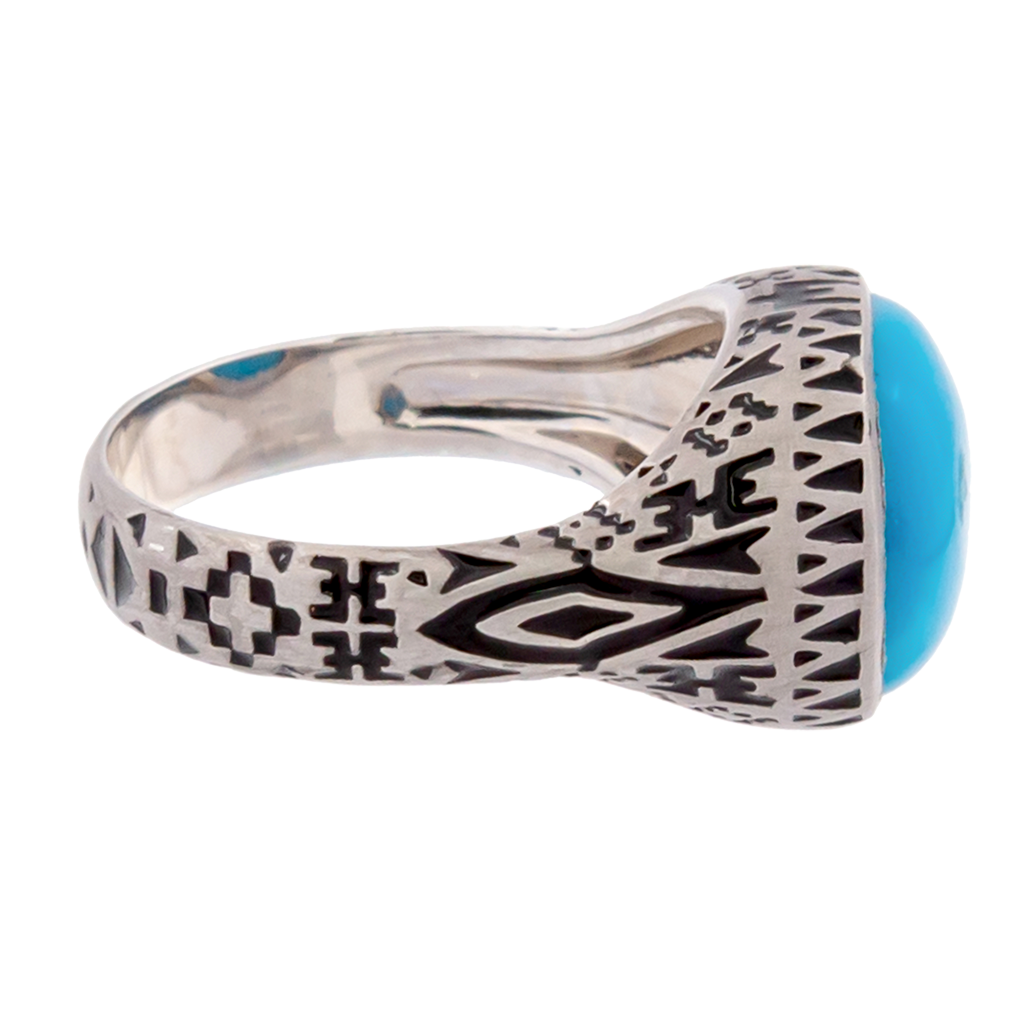 Aztec Cushion Turquoise Ring