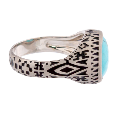 Aztec Oval Turquoise Ring