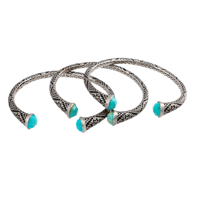 Aztec Faceted Round Turquoise Cuff