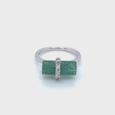 Sterling Silver Green Strawberry Quartz East/West Cylinder Ring