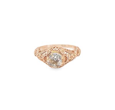 14K Rose Gold Ring with Champagne Old Mine Cut Diamond