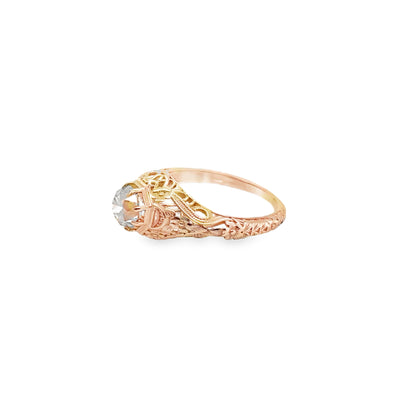 14K Rose Gold Ring with Champagne Old Mine Cut Diamond