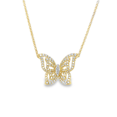 14KY Diamond Butterfly Necklace 0.59 tdw