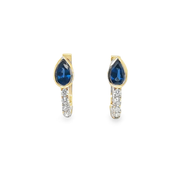 14KY Sapphire and Diamond Huggies
