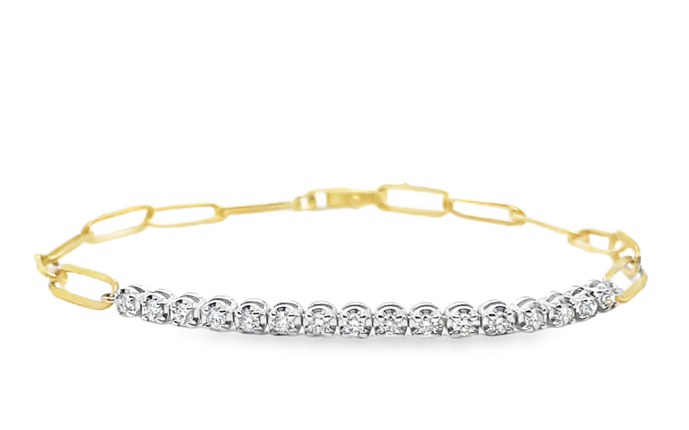 Yellow Gold Diamond Paperclip Bracelet 18K Gold