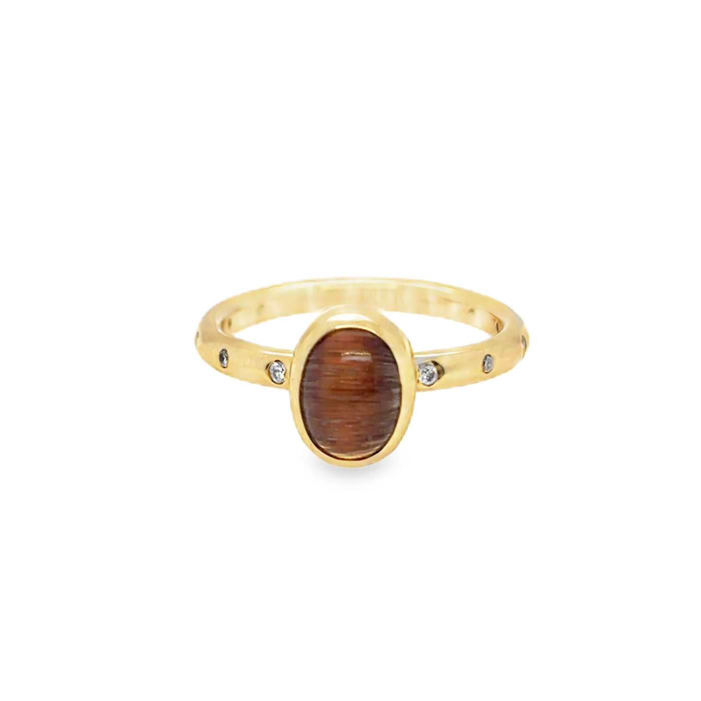 RS 14KY Oval Rutilated Cats-eye Quartz Stacker