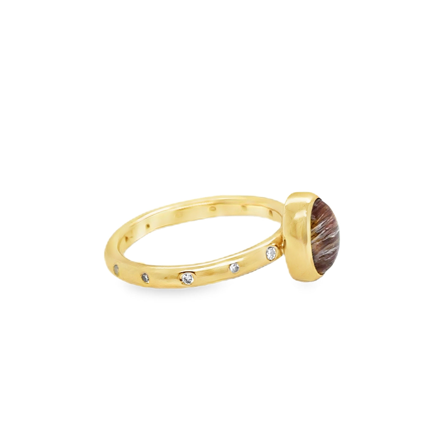 RS 14KY Oval Rutilated Cats-eye Quartz Stacker