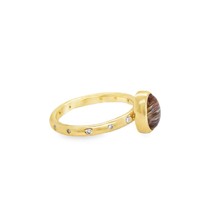 RS 14KY Oval Rutilated Cats-eye Quartz Stacker