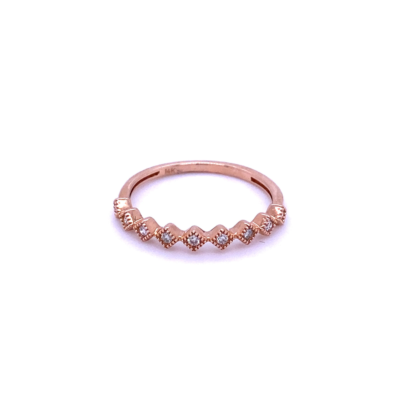 14K Pave Diamond Milgrain Band