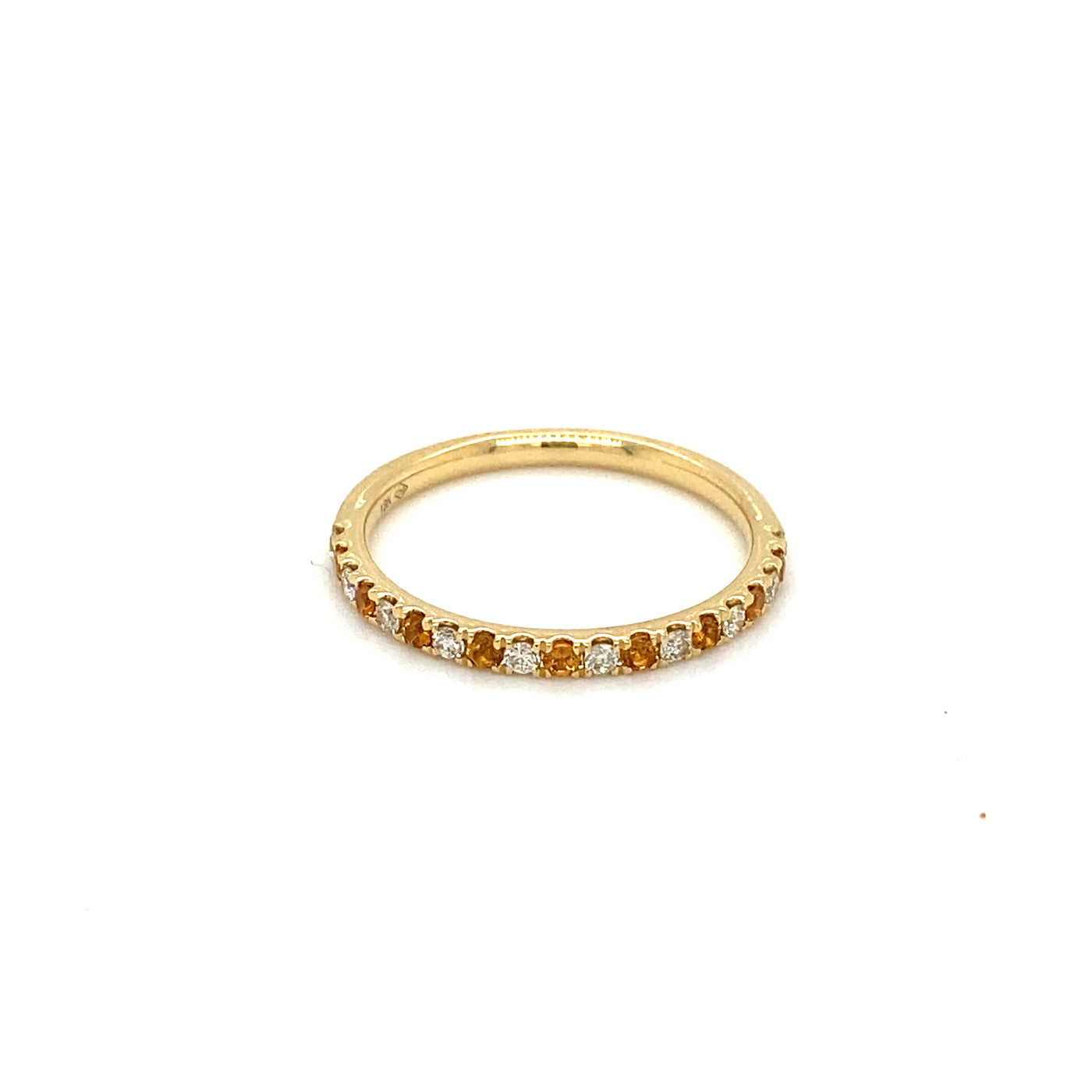 18K Alternating Hessonite Garnet and Diamond Band