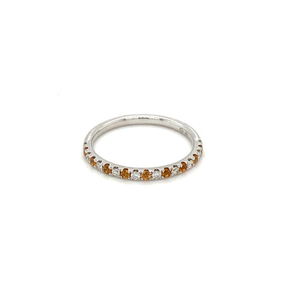 18K Alternating Hessonite Garnet and Diamond Band