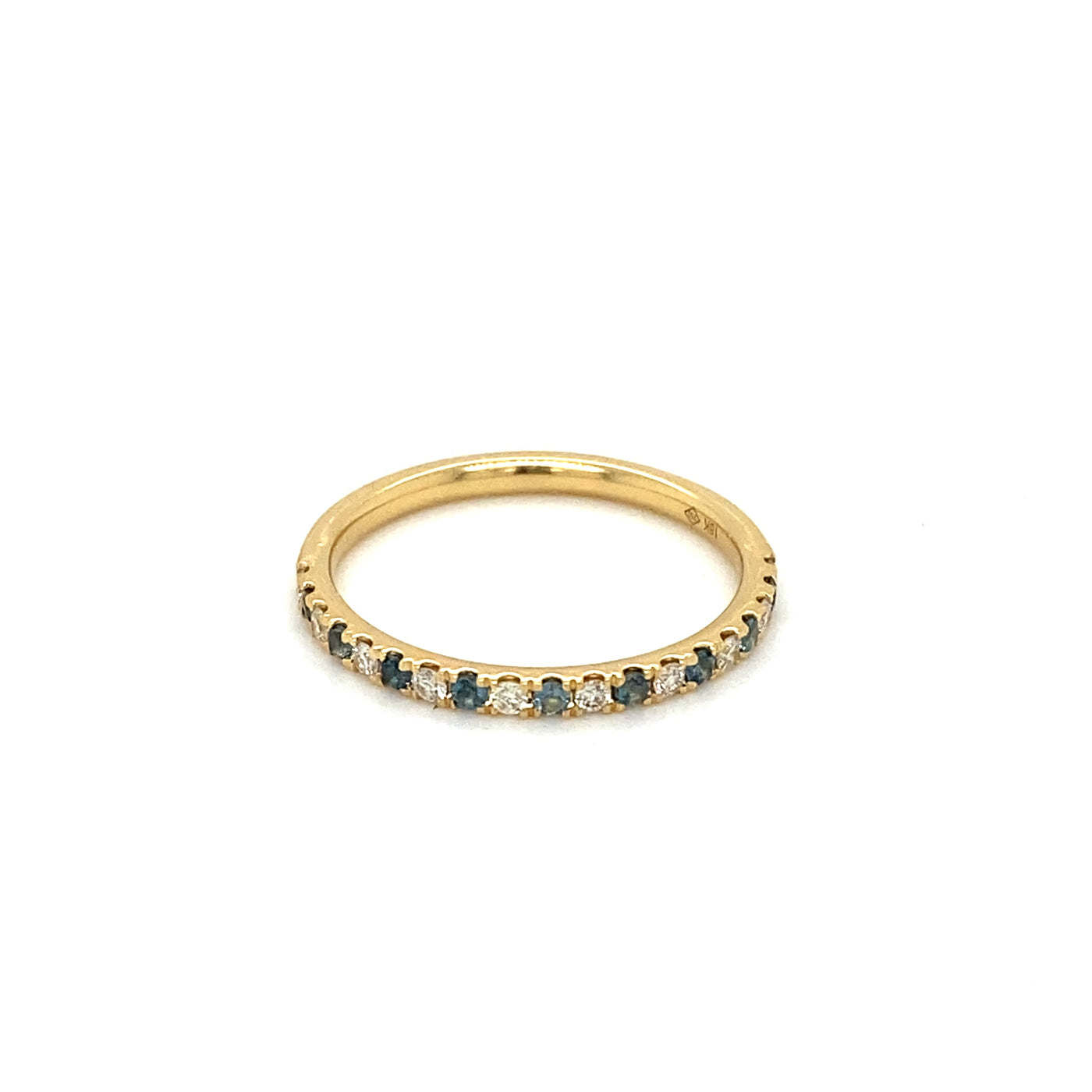 18K Alternating London Blue Topaz and Diamond Band