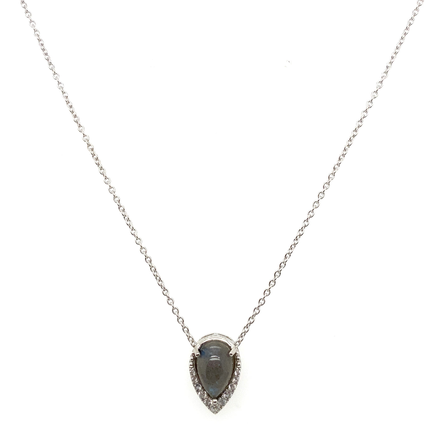 Labradorite & White Zircon Pear Shape Necklace