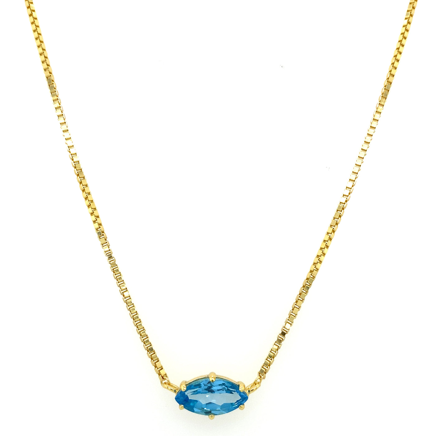 Yellow Gold Plated Solitaire Marquise Gemstone Necklace