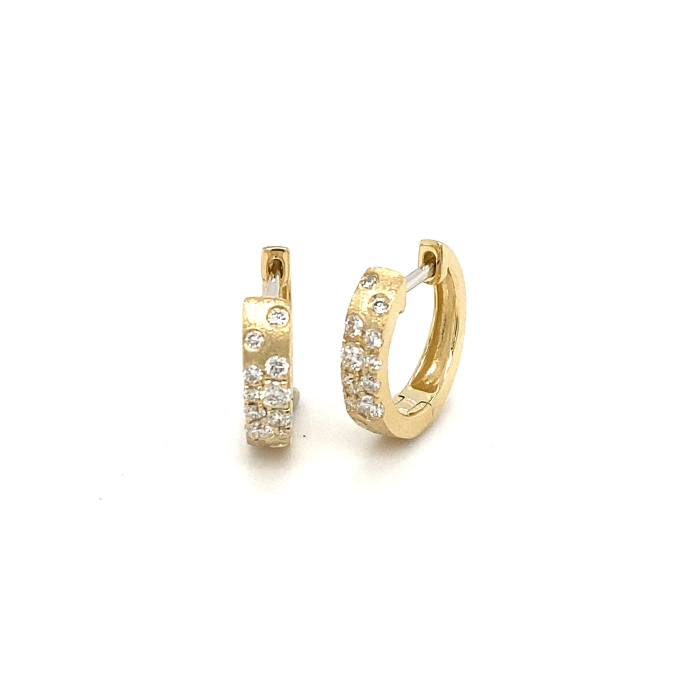 14K Confetti Diamond Huggie Hoop Earrings