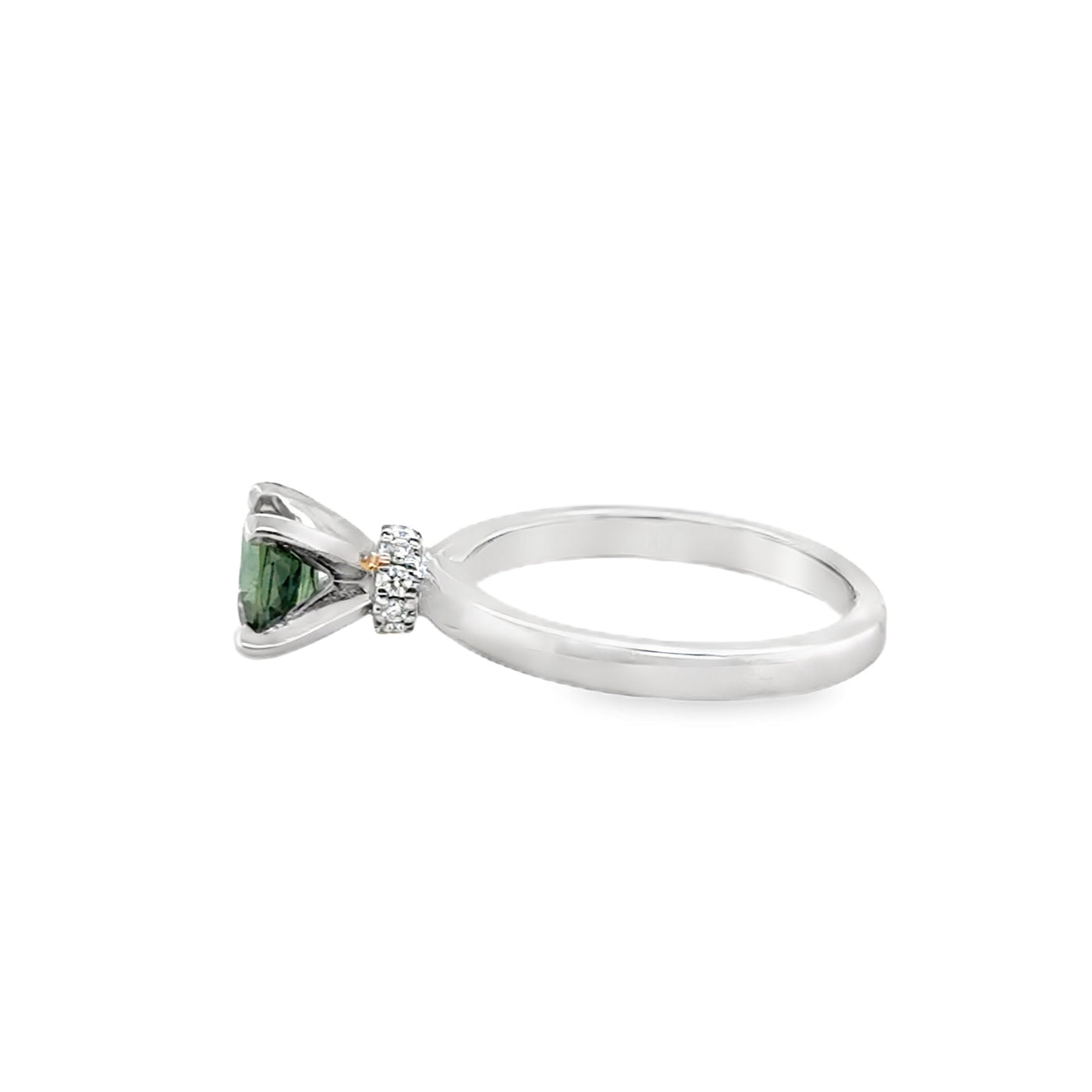 14KW Oval Grayish Blue/Green Sapphire and Diamond Ring