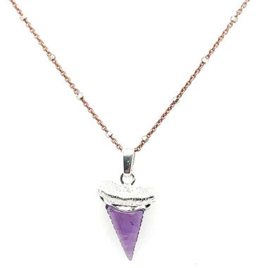 925 Shark's Tooth Gemstone Pendant w/Chain