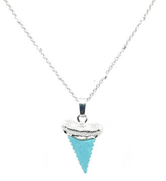 925 Shark's Tooth Gemstone Pendant w/Chain