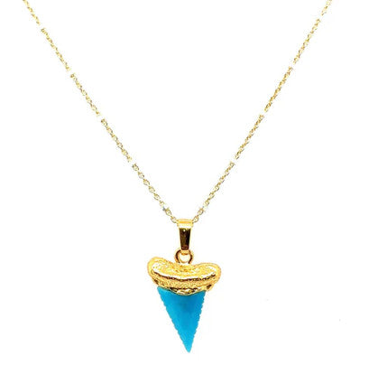 925 Shark's Tooth Gemstone Pendant w/Chain