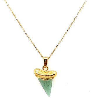 925 Shark's Tooth Gemstone Pendant w/Chain