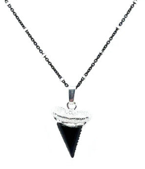 925 Shark's Tooth Gemstone Pendant w/Chain