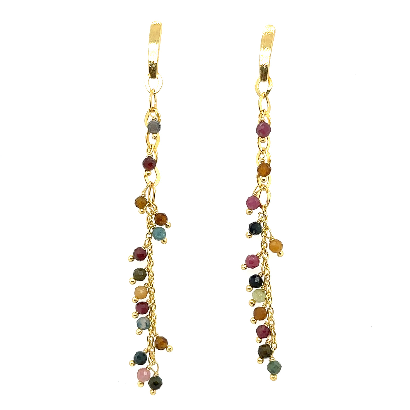 Gold Plated Sterling Silver Multi-Tourmaline Earring