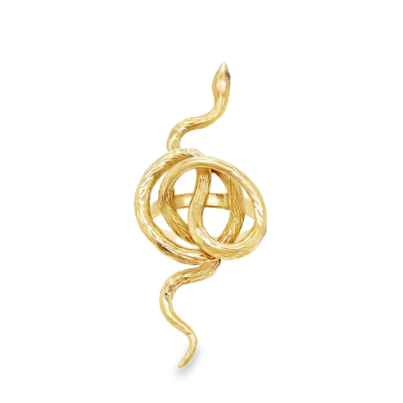 18KY Vintage Ruby Snake Ring