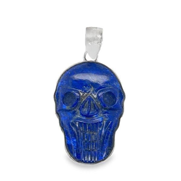 925 Carved Skull Pendant Sodalite