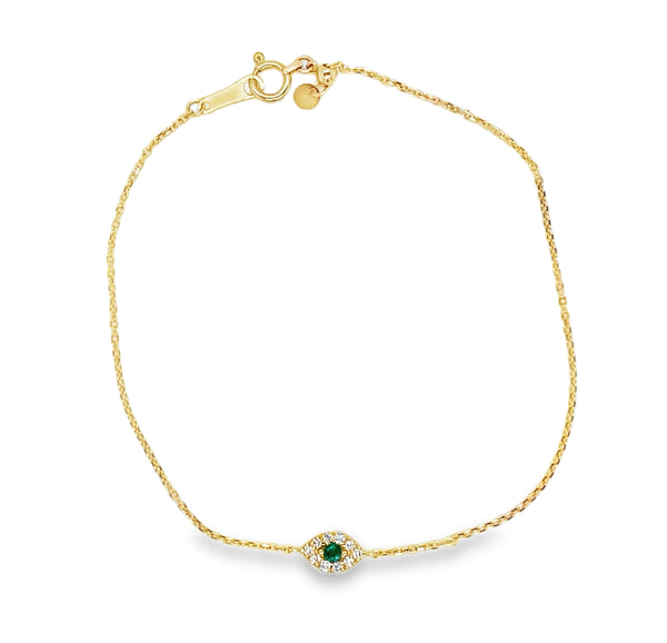 18K Diamond Evil Eye Adjustable Bracelet