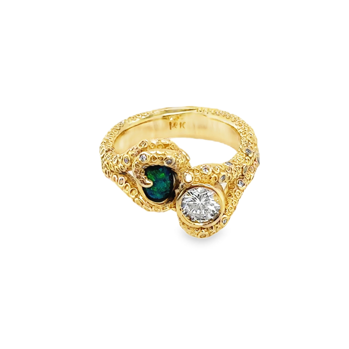 RS "Kai" 14KY VS1 G/H BLR Opal Octopus Ring