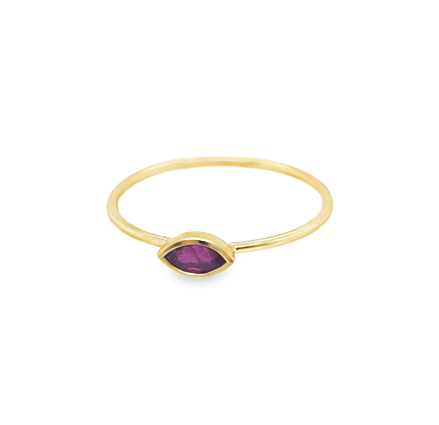 18K Yellow Gold Ruby Marquise Stacker Ring