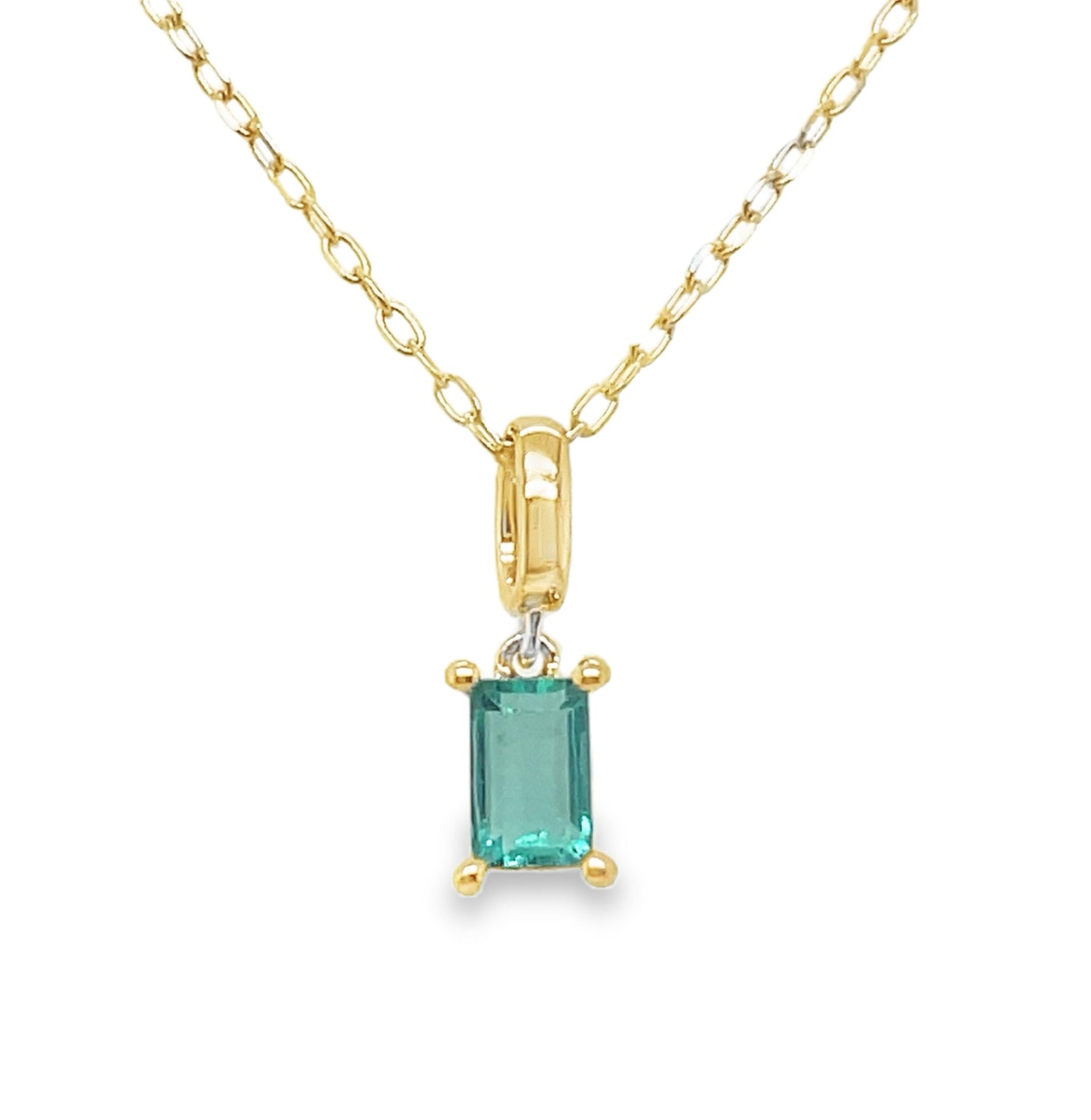 18K Yellow Gold 0.31ct Emerald Charm Pendant