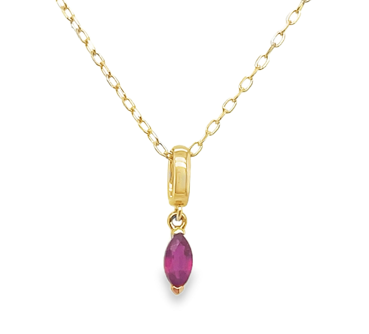 18K Yellow Gold Ruby Marquise Charm Pendant