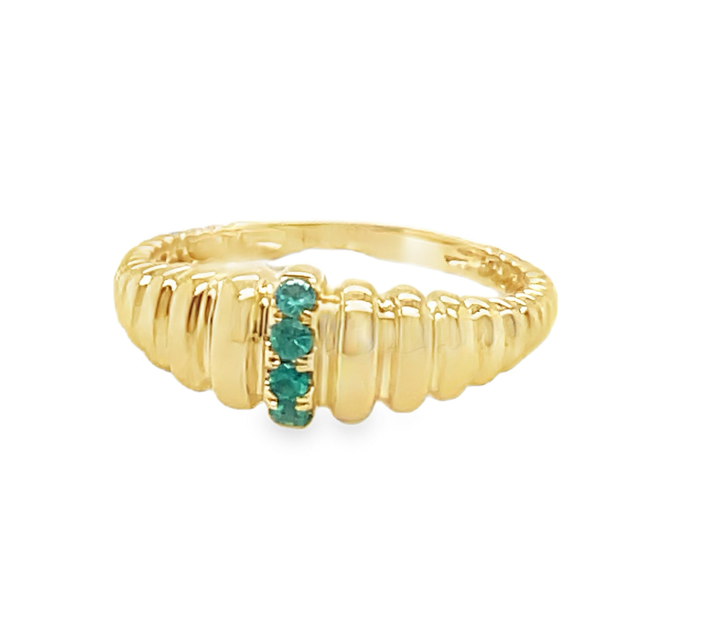 18K Yellow Gold Emerald Graduated Band Ring